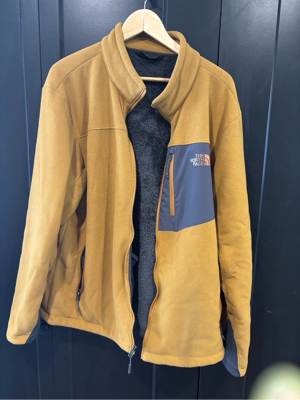 The North Face Black and Mustard Sherpa Fleece Jacket
